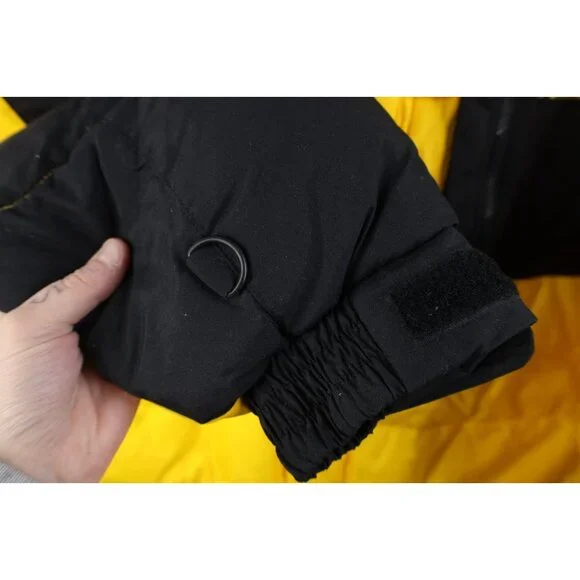 Deadstock Vintage 90s Streetwear Mens XL Color Block Down Puffer Jacket Yellow